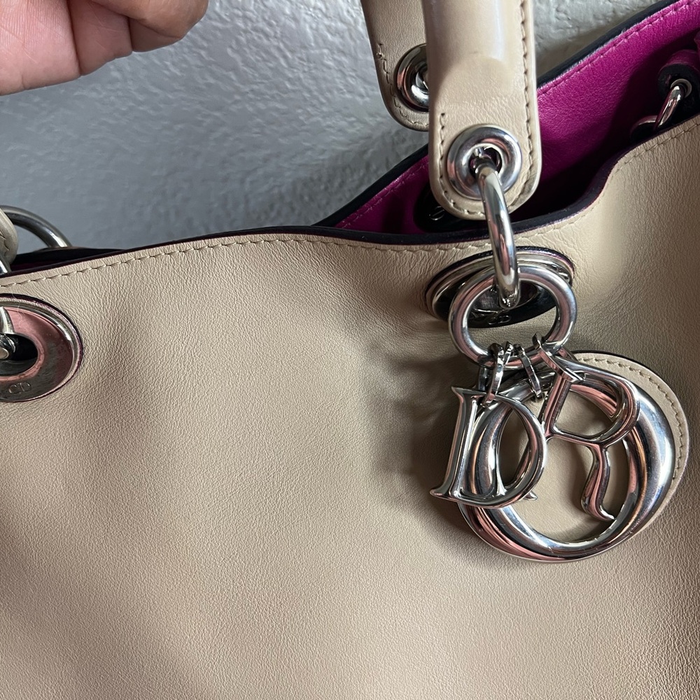 Dior Beige Leather Tote with Silver Accents - Picture 8 of 13